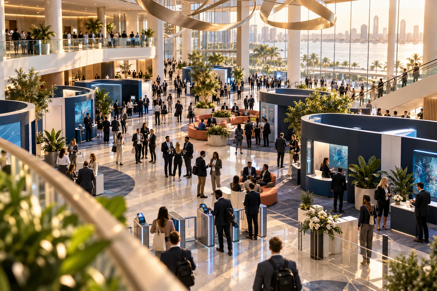 Original concept illustration of a professional event and its digital services