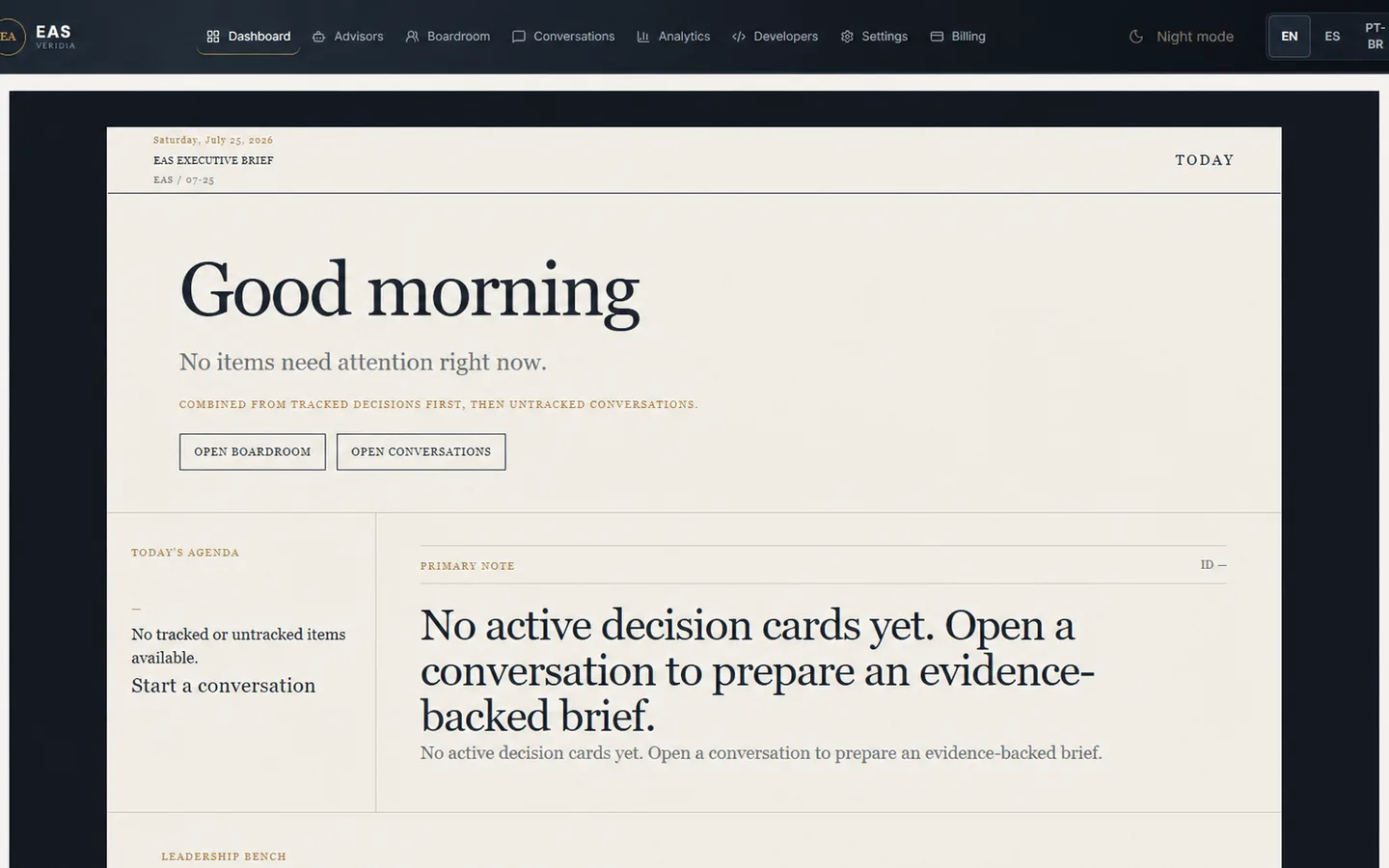 EAS / Veridia advisor workspace