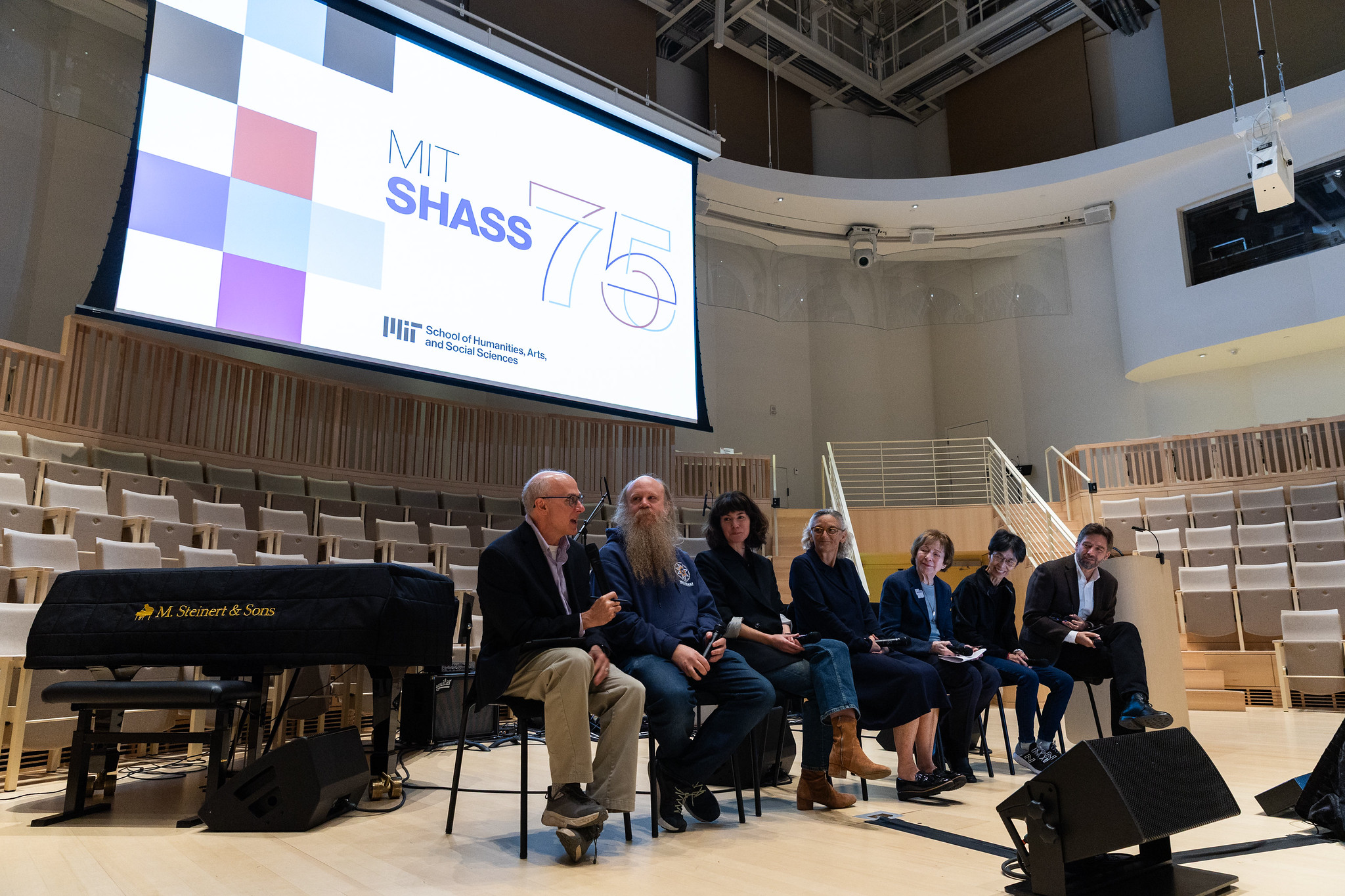 The teaching panel at MIT's SHASS 75th anniversary symposium, photographed by Jake Belcher.